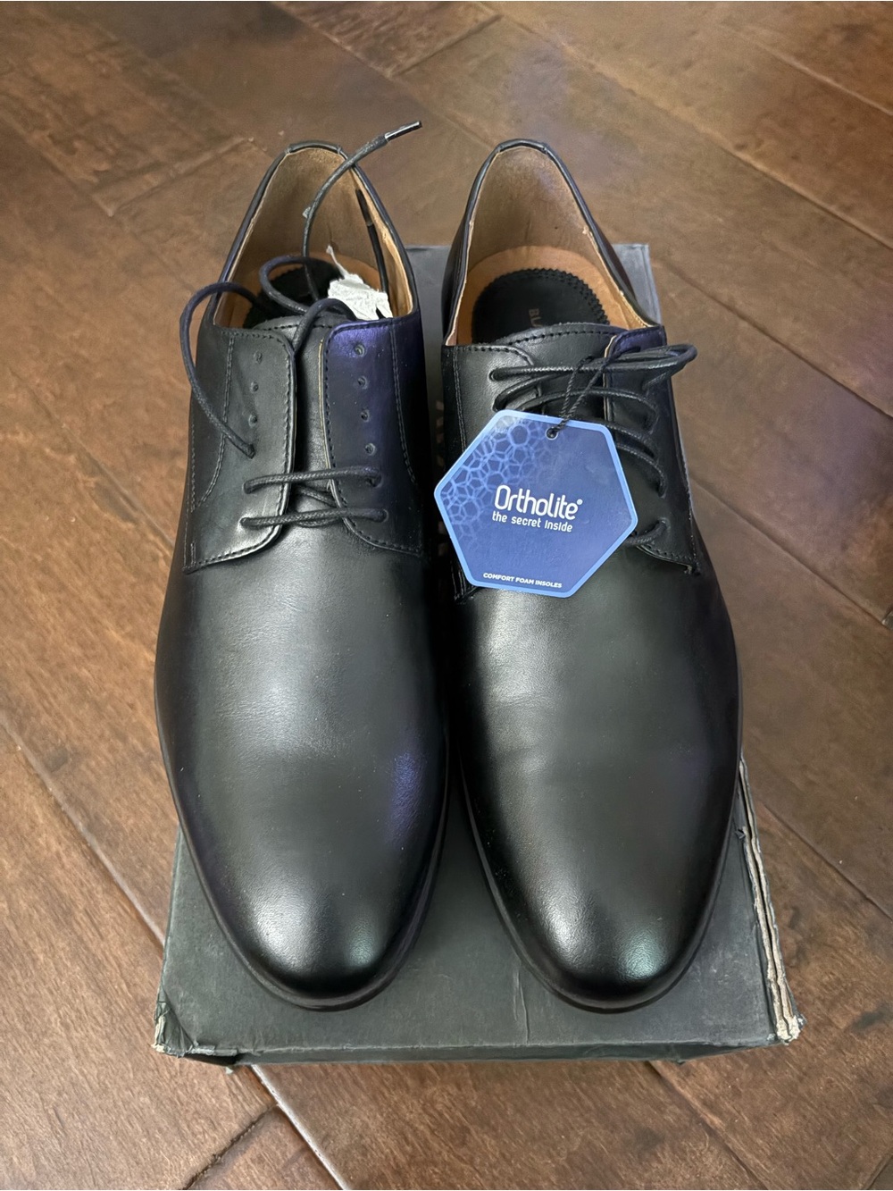 Men's Black Nolan T14 Leather Derby Shoes with Ortholite Comfort